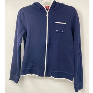 Anne Klein Sport Womens Navy Blue Zipper Hooded Sweater Hoodie Size: Small